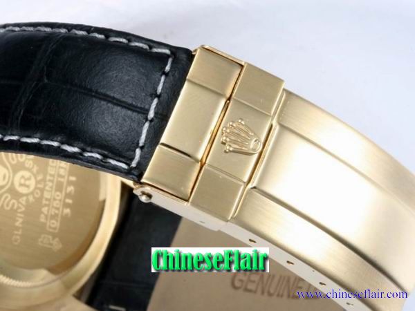 Replacement Rolex Daytona Leather Strap Black with Gold 20mm Replacement Rolex Daytona Leather Strap Black with Gold 20mm